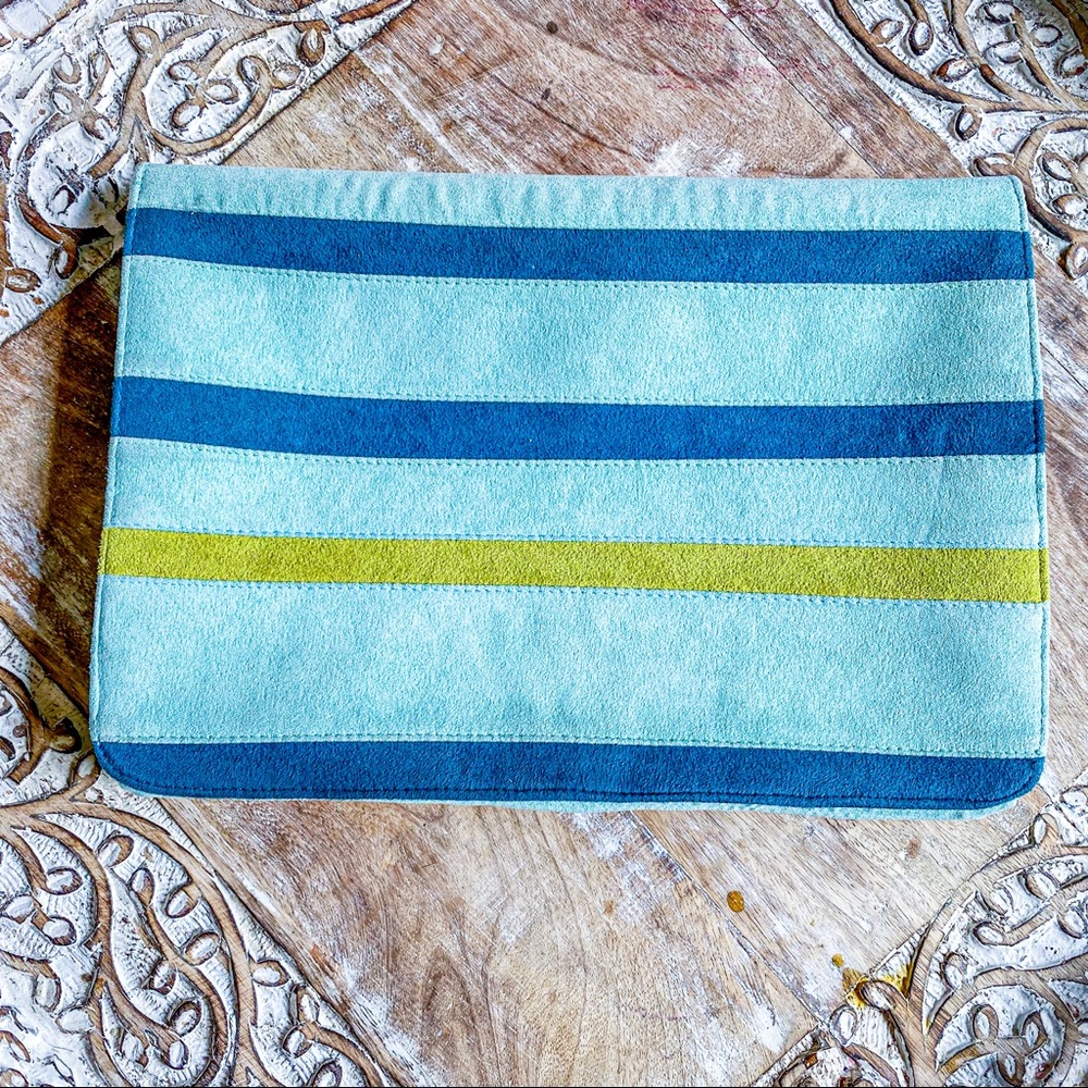Shiraleah Suede Striped Clutch in Hues of Blue